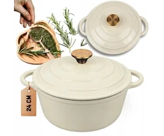 Atusa PUODAS Ketaus emaliuotas indukcinės orkaitės griliui HAGE 4L 24 cm Kremas