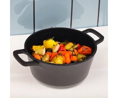 Puodas su dangčiu Kamille 2,5l, marmurinė danga, indukcija