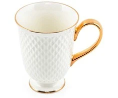 Puodelis E Clat Gold Quality Ceramics 340ml balta