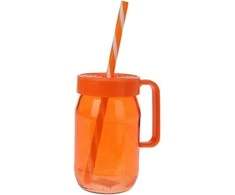 Puodelis su dangteliu ir šiaudeliu 370ml