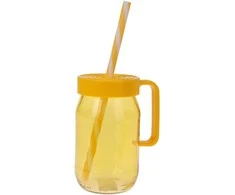 Puodelis su dangteliu ir šiaudeliu 370ml