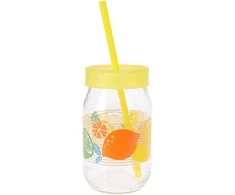 Puodelis su dangteliu ir šiaudeliu 370ml