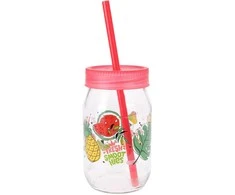 Puodelis su dangteliu ir šiaudeliu 370ml