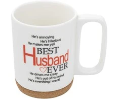 Puodelis su kamštiniu pagrindu Husband Florina 280ml dovanų dėžutėje