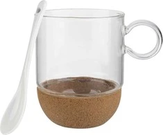 Puodelis su kamštiniu pagrindu ir šaukšteliu Florina 240ml dovanų dėžutėje