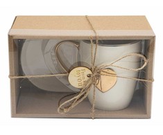 Puodelis su lėkštute Širdelė Florina 360ml dovanų dėžutėje