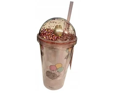 PUSHEEN THE CAT Puodelis su šiaudeliais ir figūrėle 450 ml Rožinis 844