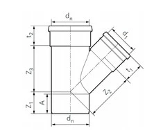 PVC lauko kanalizacijos trišakis PIPELIFE DN160 x 110 x 45°