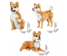 QBI konstrukciniai blokeliai DOG SHIBA DOG 3in1 įvairios pozos 1079 elementai