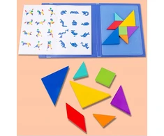 Quatro MAGNETINĖ TANGRAM MEDINĖ dėlionė MAGNETINĖS kaladėlės Mokomasis žaidimas