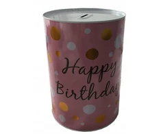 Quatro Metalinis taupyklė MEGA 22x16cm 4 litrai, didžiausias rinkoje HAPPY BITHDAY