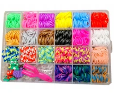 Qulki Didelis rinkinys apyrankėms gaminti iš gumyčių, LOOM BANDS + priedai
