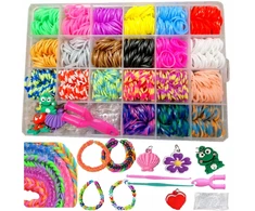 Qulki Didelis rinkinys apyrankėms gaminti iš gumyčių, LOOM BANDS + priedai