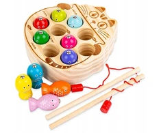 Qulki PAGAUK KIRMĄ MAGNETINĮ MEDINĮ ŽAIDIMĄ KATĖ PAGAUK ŽUVĘ MONTESSORI