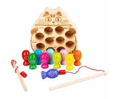 Qulki PAGAUK KIRMĄ MAGNETINĮ MEDINĮ ŽAIDIMĄ KATĖ PAGAUK ŽUVĘ MONTESSORI