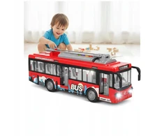Ramiz Didelis Troleibusas Miesto Autobusas Žaislinis Garso Šviesos Atidarymo Durys 29cm