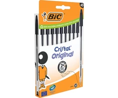 Rašiklis - BIC - Cristal Original - 10 vienetų pakuotė - Juoda spalva - Plona smaigalys