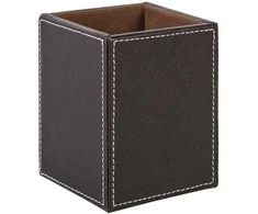 Home4You Rašiklių dėžutė WALTER 9x9xH11,5cm ruda dirbtine oda