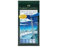 Faber-Castell Teptukinių rašiklių rinkinys Faber-Castel India ink PlTT, mėlynų spalvų, 6 vnt