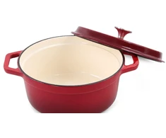 RAUDONA SOLA KITCHEN KAIŠMAI ATSPARUS PUODAS SU RANKENĖLĖMIS + DANGINIS 24 CM 3,5 L