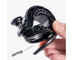 Ravemen Q2 dviračio skambutis su AirTag laikikliu, vairo laikikliu (22,2 / 25,4 / 31,8 mm), kompiuteris / aliuminis, 110 dB