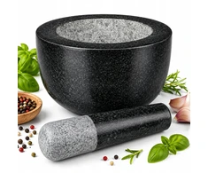 Relaxdays Akmens skiedinys su grūstuvu Didelis kietas granitas prieskoniams ir žolelėms 20cm