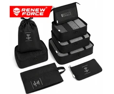 Renew Force KELIONIŲ ORGANIZATORIAI lagaminui drabuziai BALYNAI Apatiniai, Juodas 8 VIENETŲ RINKINYS
