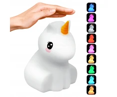 Renew Force SILIKONINĖ NAKTINĖ LEMPA VAIKAMS MINKŠTAS SPALVOTAS RGB LED VIENRAGIS NUOTOLINIO KONTAKTAS