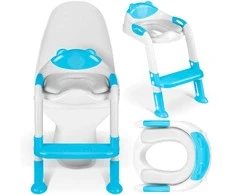 Ricokids 729200 meškiuko formos tualeto dangtis su kopėčiomis, mėlynas