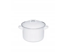 RIESS Aukštas puodas su dangčiu 2,5l 18cm Klasikinis WEISS ENAMEL AUSTRIA