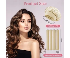 RITINĖLIAI 4 VIENŲ NEŠILTAI GARBANAI VELVET ELASTIC BEIGE RINKINYS