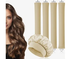 RITINĖLIAI 4 VIENŲ NEŠILTAI GARBANAI VELVET ELASTIC BEIGE RINKINYS