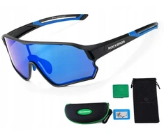 Rockbros poliarizuoti mėlyni UV-400 dviračių akiniai su unisex dėklu