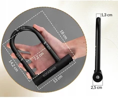 Rockbros U-LOCK DVIRAČIO UŽRAKTAS SHAKEL Dviračio užraktas SU RAKTUI STIPRIU ATVARIU PLIENU