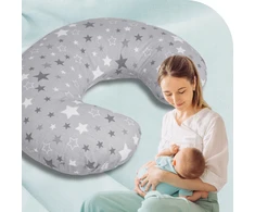 Rotex FEDING SLEEPING pagalvė Croissant vaikams 60x45 XXL su pupelių pagalvės užvalkalu