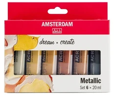 Royal Talens Akrilinė dažai - Talens - AMSTERDAM - Metalizuota - 6 x 20 ml - Skiedžiama vandeniu