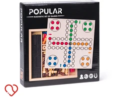 Dėlionė Woodyland Šachmatai, Ludo, Šaškės, 6 kauliukai ir Domino