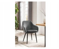 SalesFever Freja 381588 valgomojo kėdė aksominis pilkas metalas 85cm