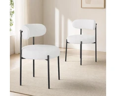 Salutmeuble 2 valgomojo kėdžių komplektas, ergonomiškas atlošas, minkštas sherpa audinys, metalinės kojos