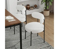 Salutmeuble 2 valgomojo kėdžių komplektas, ergonomiškas atlošas, minkštas sherpa audinys, metalinės kojos