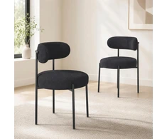 Salutmeuble 2 valgomojo kėdžių komplektas, ergonomiškas atlošas, minkštas sherpa audinys, metalinės kojos