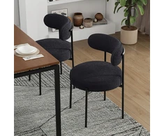 Salutmeuble 2 valgomojo kėdžių komplektas, ergonomiškas atlošas, minkštas sherpa audinys, metalinės kojos
