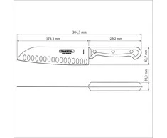 Santoku peilis Ultracorte Tramontina ašmenys 17.8cm su juoda PP rankena