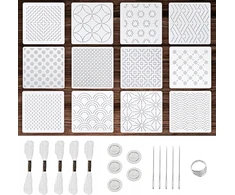 SASHIKO ŠABLONŲ RINKINYS 28 EL SIUVINĖJIMUI IR DAUGIAU SU PRIEDAIS