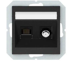 Harry Potter Palydovinės antenos ir kompiuterio lizdas QUADRUM QR 1000, SAT+RJ45, be rėmelio, juodas