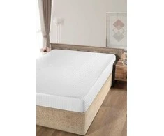 Satininė paklodė su guma STRIPE, baltos sp., 120 x 200 + 25 cm, 100% medvilnės
