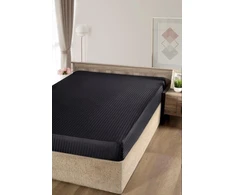 Satininė paklodė su guma STRIPE, juodos sp., 160 x 200 + 25 cm, 100% medvilnės