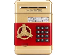 SAUGUS PIGGY BANKAS MONETATŲ BANKNOTAI Indėlių automatas + PIN kodas (Auksas)