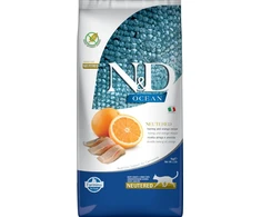 Oranžinis FARMINA N&amp;D OCEAN - CAT Dry Herring&amp;Oranžinis NEUTERED ADULT 5kg