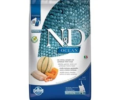 FARMINA N&amp;D OCEAN - CAT Dry Cod Shrimp moliūgas&amp;Cantaloupe KITTEN 5kg